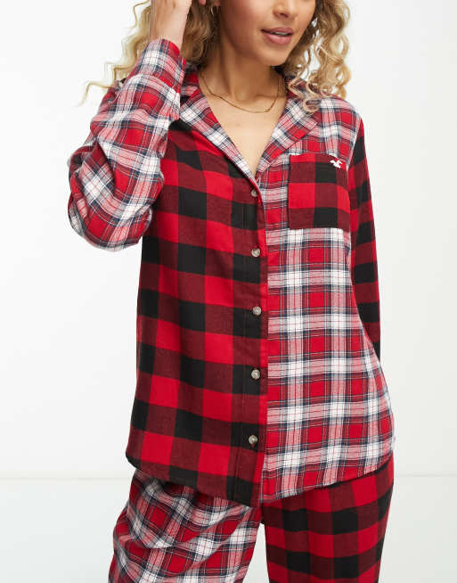 Hollister check pyjama bottoms in brown, ASOS