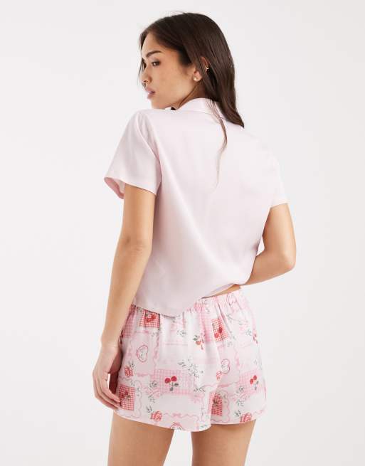Hollister co-ord pyjama shorts in pink, 4 of 4