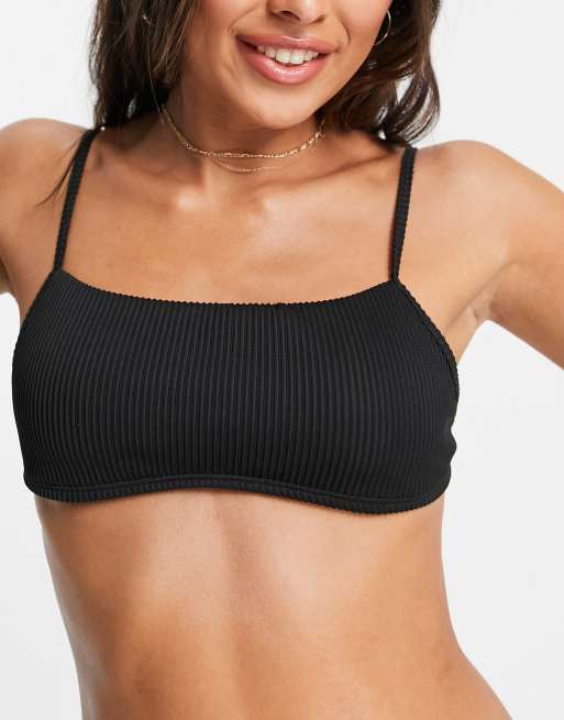 Hollister co-ord rib bikini top in black