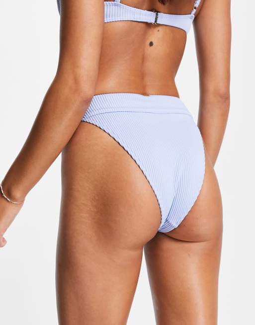 Hollister co ord rib high waist bikini bottom in blue