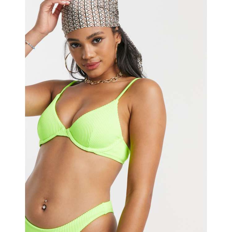 Ruched Underwire Bikini Top - Neon Green – Carbon38