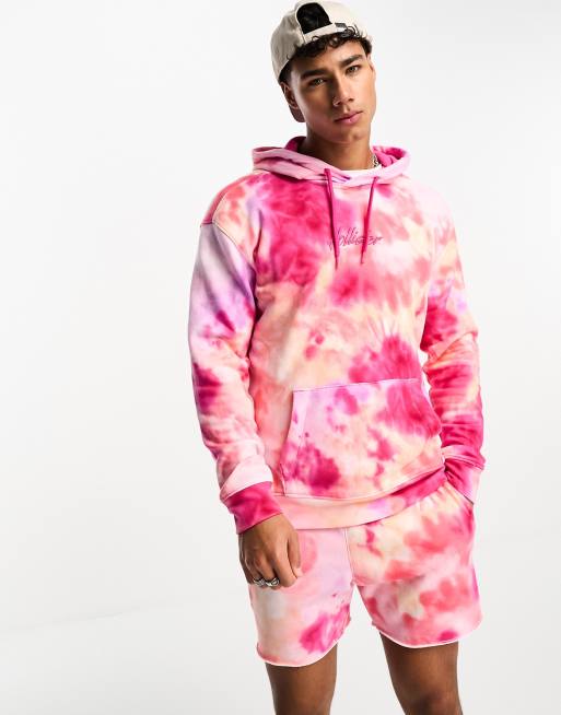 Hollister co ord script logo dopamine acid wash sweat shorts in pink ASOS