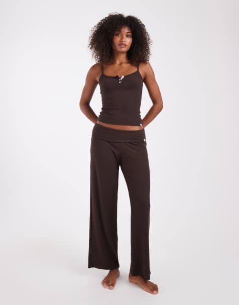 Hollister - Co-ord set van pyjama in bruin - view 1