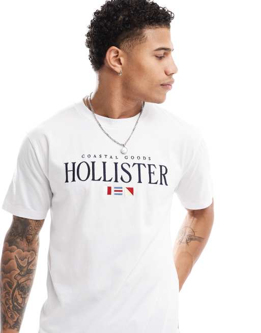 Hollister - Coastal Tech - T-shirt décontracté à broderie logo - Blanc