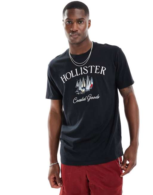 Hollister - Coastal Tech - T-shirt décontracté à broderie logo - Noir