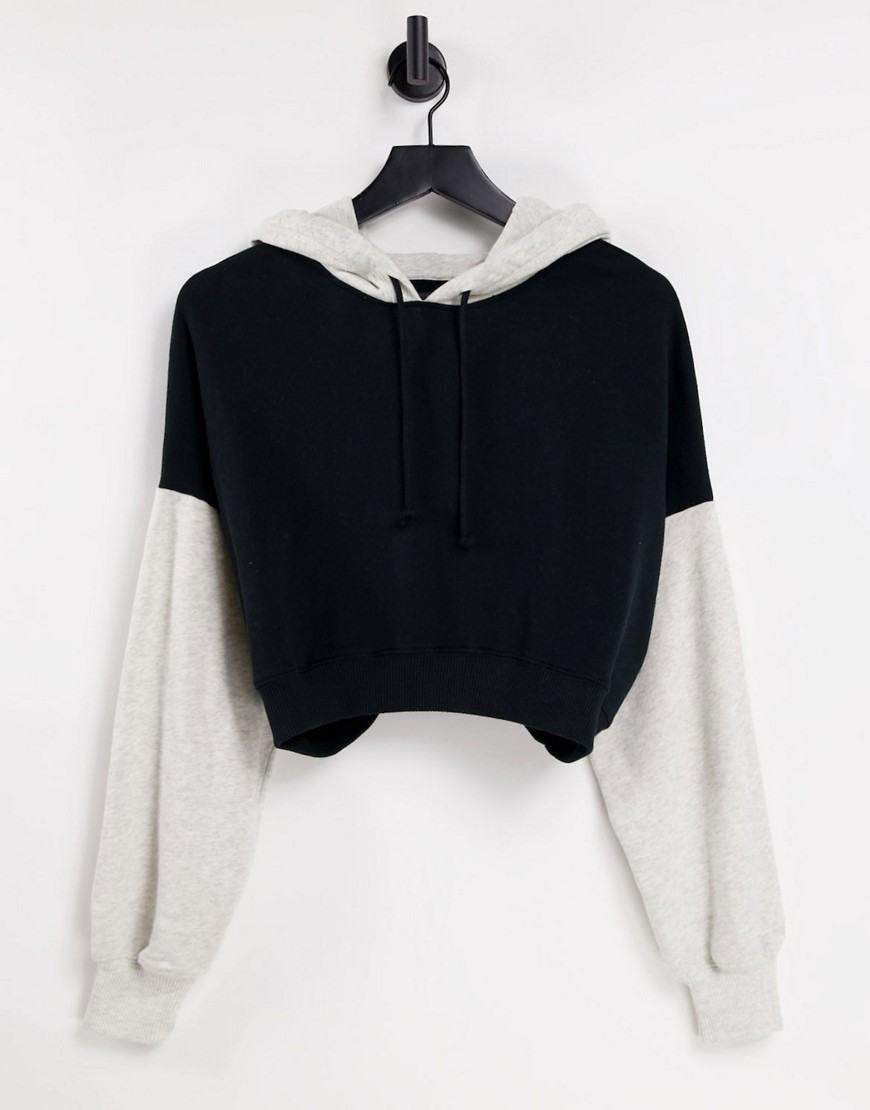 Hollister color block hoodie in black