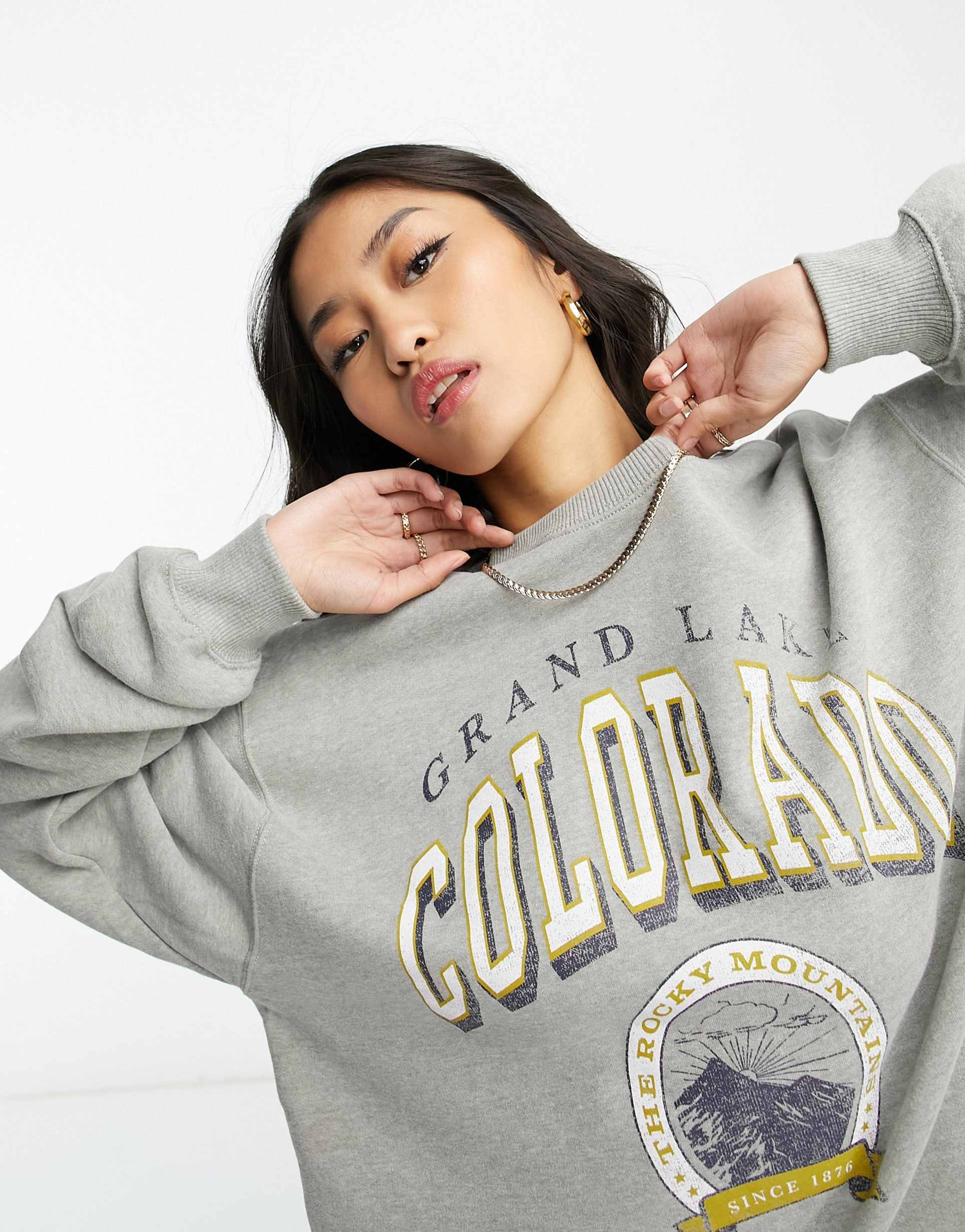 Hollister colorado crew neck sweater in grey view 2