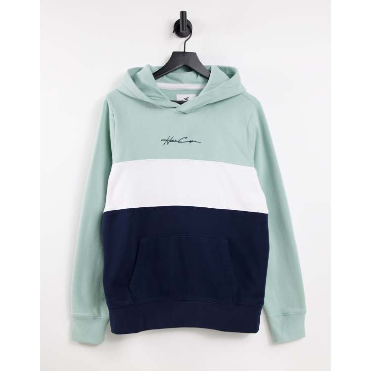 Hollister colour block hoodie in blue ASOS