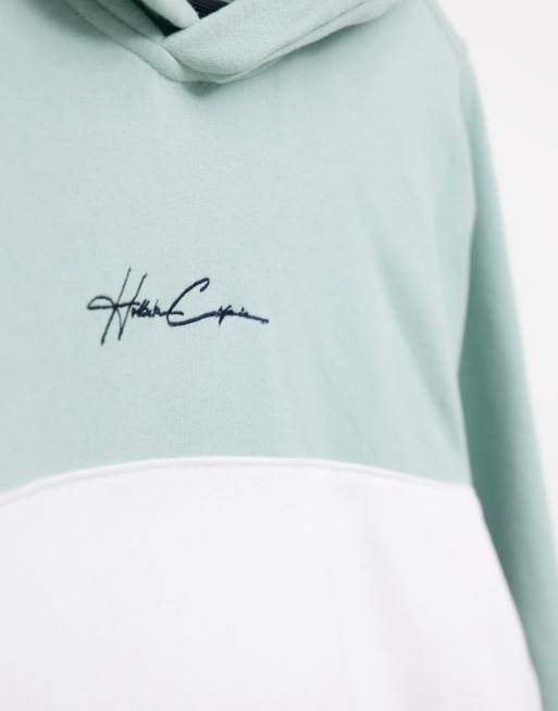 Hollister colour block hoodie in blue