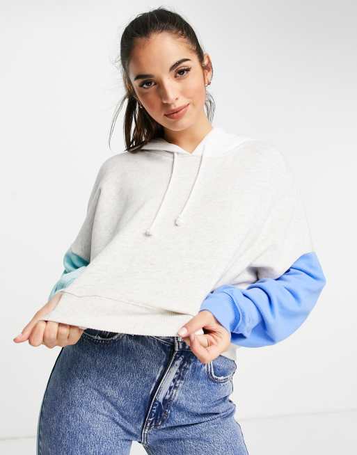 Hollister colour block hoodie in gray