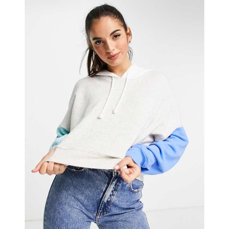 Hollister colour block hoodie in grey