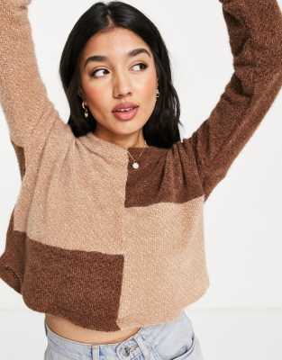 Hollister colour block top in brown   - ASOS Price Checker