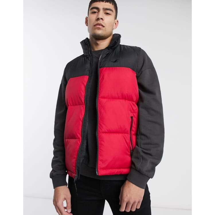 Hollister red puffer jacket deals