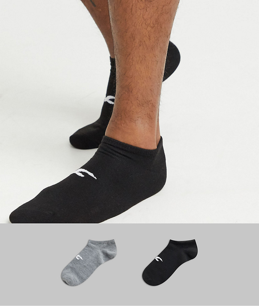 Hollister - Confezione da 2 paia di calzini alla caviglia con logo neri/grigi-Nero