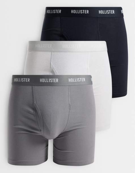 Hollister - Confezione da 3 paia di boxer neri e grigi con patta frontale - view 1