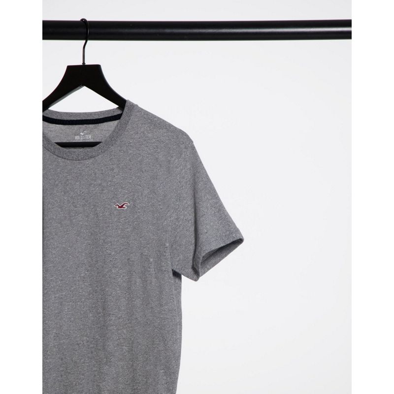 ygCnS Uomo Hollister - Confezione da 3 T-shirt con logo bianco/nero/grigio mélange