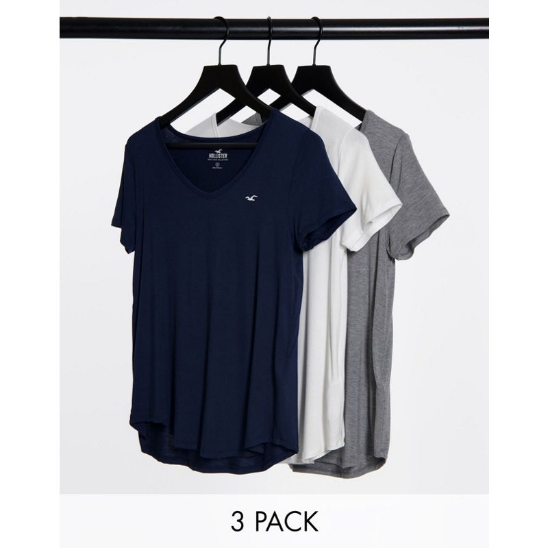 Donna Confezioni multipack Hollister - Confezione da 3 T-shirt con scollo a V multi