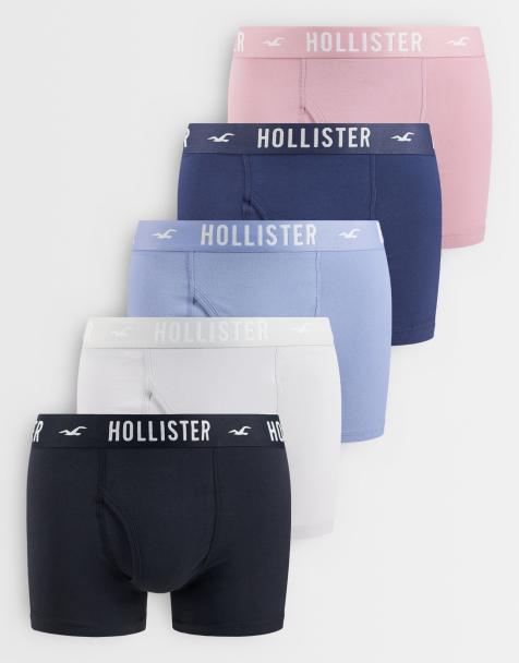 Hollister confezione da 5 boxer con logo in nero/blu/grigio/rosa - view 1