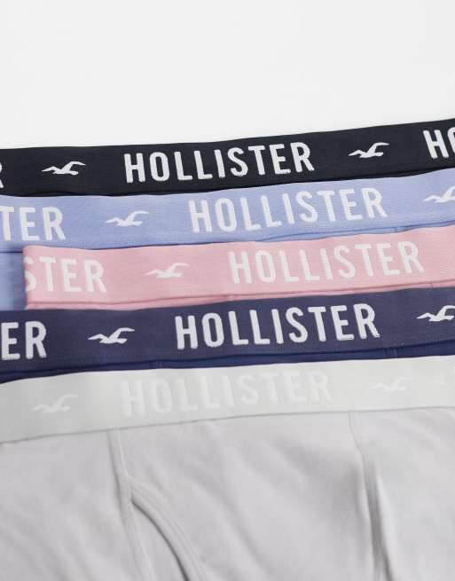 Hollister confezione da 5 boxer con logo in nero/blu/grigio/rosa, 3 di 3