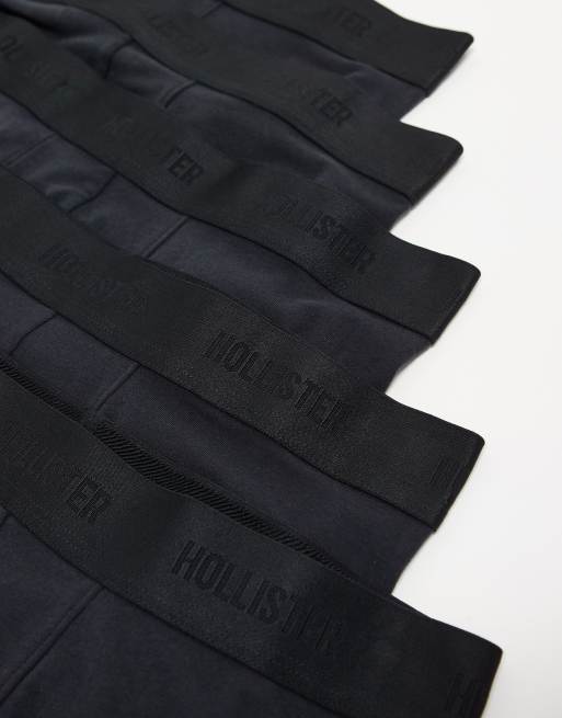 Hollister - Confezione da 5 paia di boxer aderenti basic classici neri, 2 di 3