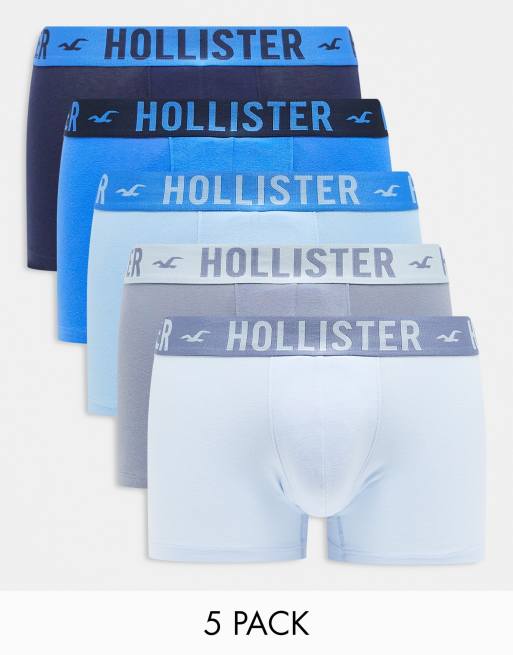 Hollister - Confezione da 5 paia di boxer aderenti nei toni del blu e nero