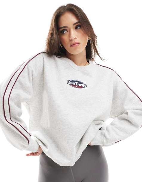 Hollister contrast panel logo detail sweat top co-ord in grey multi - view 1