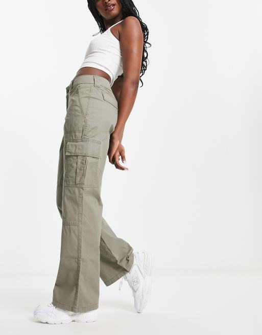 Hollister cord baggy cargo pants in olive