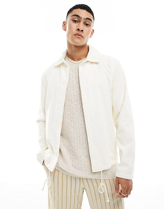Hollister - cord coach jacket in cream