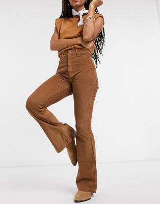 Hollister cord flare trousers in brown