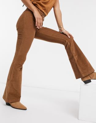 Hollister cord flare trousers in brown