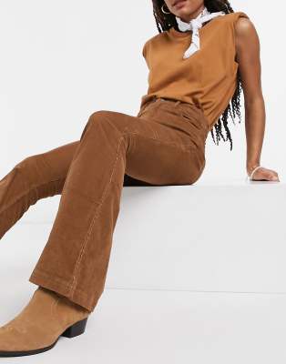 Hollister cord flare trousers in brown