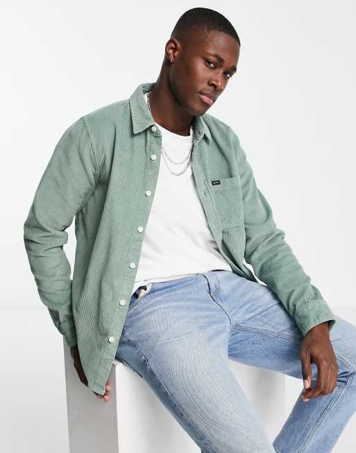 Hollister - Corduroy overhemd met zak in groen
