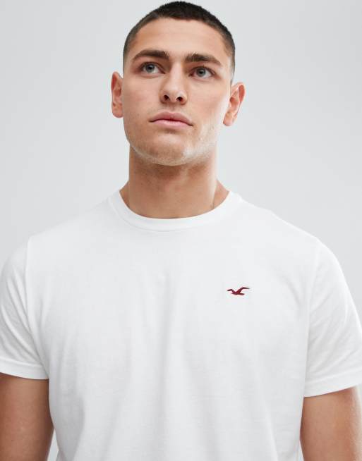 Hollister Core Crew Neck T Shirt Seagull Logo in White ASOS