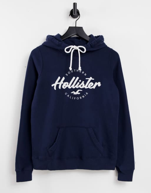 Hollister Core Kapuzenpullover in Marineblau mit Logo ASOS