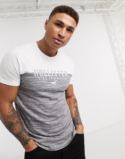 Hollister core logo color block t-shirt in grey