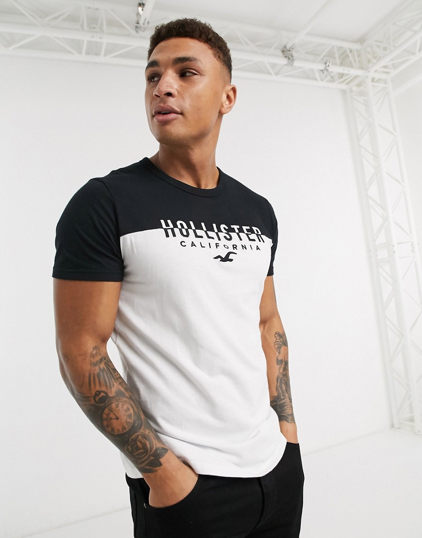 Hollister core logo color block t-shirt in white