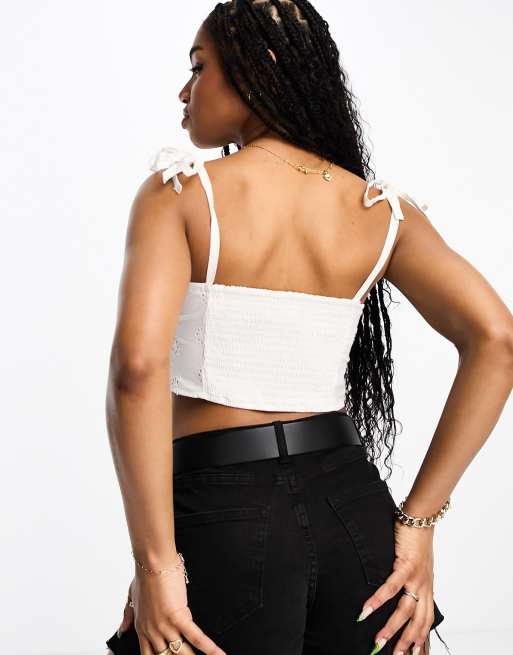 Hollister corset top in white with eyelet detail