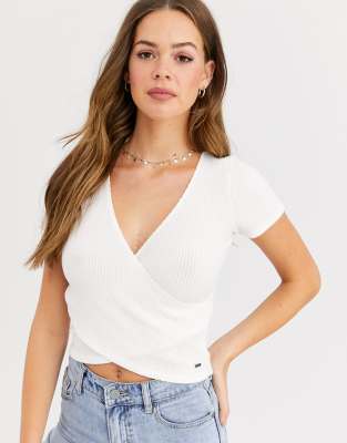 Hollister cosy crop wrap top | ASOS