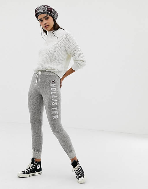 Hollister cosy skinny joggers with large logo