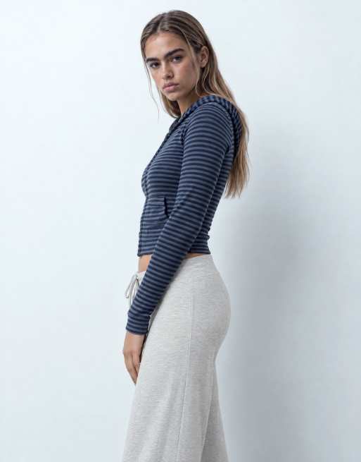 Hollister cosy wide leg pants in light grey, 9 of 10