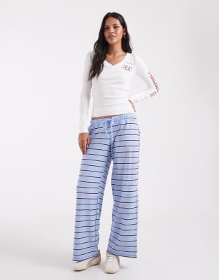 Hollister Cosy Wide Leg Trousers In Brown
