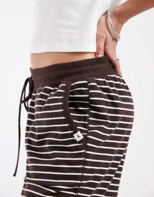 Hollister cosy wide leg trousers in brown stripe, 4 of 5