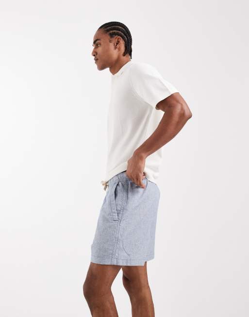 Hollister cotton and linen blend pull on shorts in blue, 3 of 5