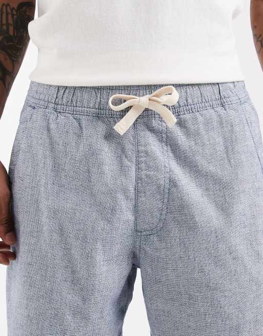 Hollister cotton and linen blend pull on shorts in blue, 4 of 5