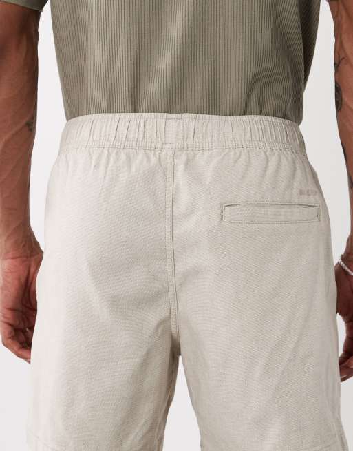 Hollister cotton linen blend pull on shorts in beige, 4 of 5