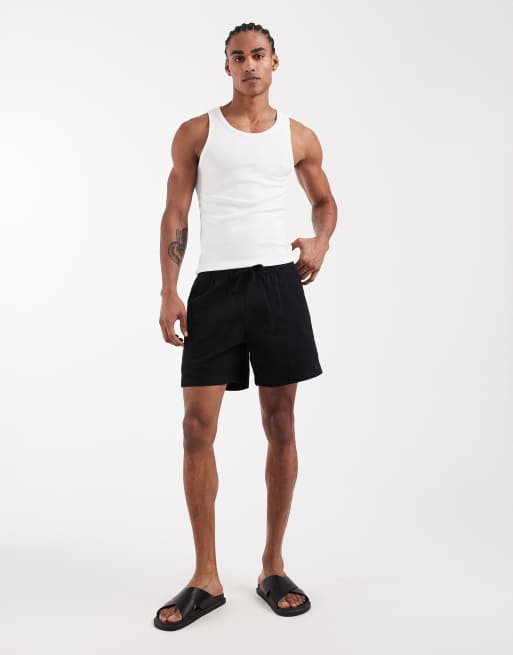Hollister cotton linen blend pull on shorts in black