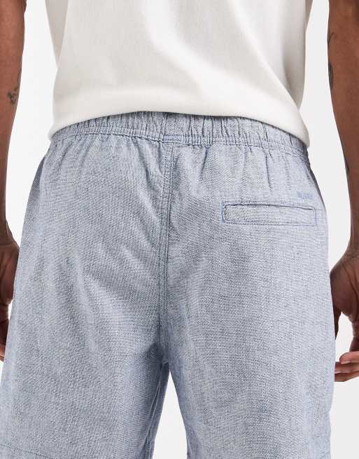 Hollister cotton linen blend pull on shorts in blue, 5 of 5