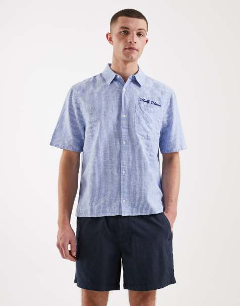 Hollister cotton linen blend pull on shorts in navy - view 1