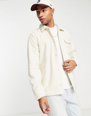 Hollister cozy borg overshirt jacket in cream