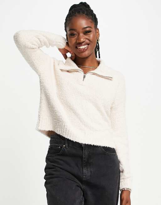 Hollister half zip hot sale teddy pullover